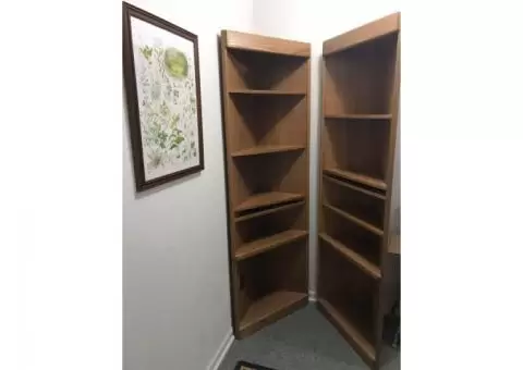 Oak corner shelves
